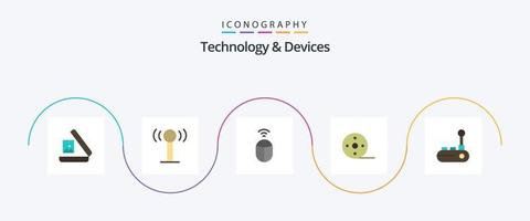 pacote de ícones plana 5 de dispositivos, incluindo . controle de video game. computador. almofada de alegria. carretel vetor