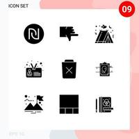 9 ícones criativos sinais e símbolos modernos de elementos de design de vetores editáveis de identidade de acampamento de usuário de lixeira