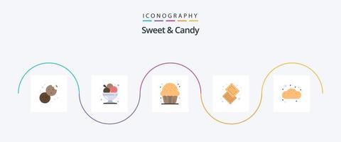 pacote de ícones de 5 planos de doces e doces, incluindo pastelaria. pão. restaurante. padaria. Comida vetor