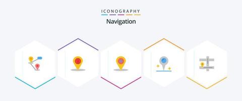 pacote de ícones planos de navegação 25, incluindo . navegação. bússola. mapa. localização vetor