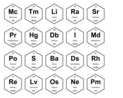 20 tabela periódica do design do pacote de ícones de elementos vetor