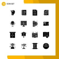 16 conceito de glifo sólido para sites móveis e gráficos de aplicativos estatísticas de análise de negócios de negócios elementos de design vetorial editáveis vetor