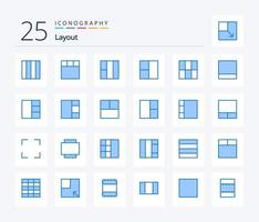 layout 25 pacote de ícones de cor azul, incluindo minimizar. visualizar. wireframe. tela cheia. disposição vetor