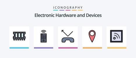 linha de dispositivos cheia de 5 ícones incluindo . televisão. . design de ícones criativos vetor