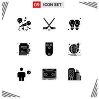 9 ícones criativos sinais modernos e símbolos de elementos de design de vetores editáveis de arquivos de proteção de transferência