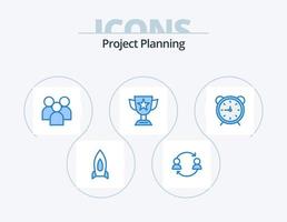 projeto de planejamento de ícone azul pack 5 design de ícone. copo. realização. transferir. equipe. gestão vetor