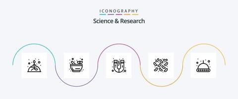 pacote de ícones da linha 5 da ciência, incluindo . espaço. atração. astronomia. doenças vetor
