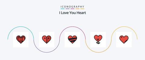linha do coração preenchida com 5 ícones planos, incluindo como. coração. pausa. Presente. Curti vetor