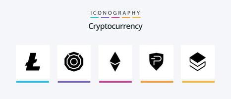 pacote de ícones de glifo 5 de criptomoeda, incluindo moeda. . ethereum. criptomoeda. design de ícones criativos vetor