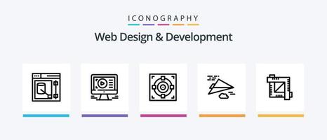 pacote de ícones de linha 5 de design e desenvolvimento da web, incluindo editor gráfico. Ferramenta de corte. atualizar. colheita. digital. design de ícones criativos vetor