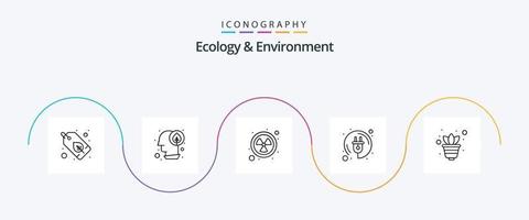 ecologia e meio ambiente linha 5 pacote de ícones incluindo crescimento. plugue. nuclear. verde. eletricidade vetor