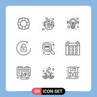 9 ícones criativos, sinais e símbolos modernos de ideia on-line de táxi, desbloqueiam elementos de design de vetores editáveis de seta