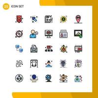 25 ícones criativos sinais modernos e símbolos do conceito de espaço reservado de serviço pôquer trevo de quatro folhas elementos de design de vetores editáveis