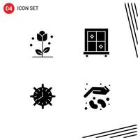pacote de ícones vetoriais de estoque de 4 sinais e símbolos de linha para flora, tempo, natureza, janela, tempo, elementos editáveis de design vetorial vetor