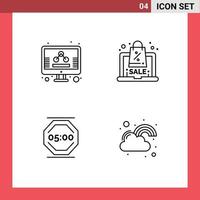 conjunto de pictogramas de 4 cores planas de linhas preenchidas simples da tela de descanso de negócios oferecem elementos de design de vetores editáveis de trabalho