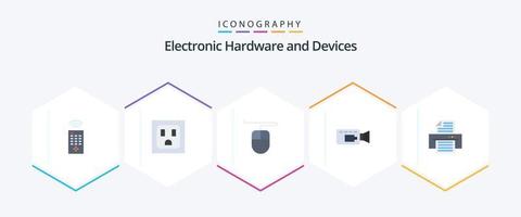 dispositivos 25 pacote de ícones planos, incluindo . Câmera. impressora vetor