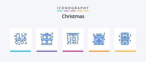 pacote de ícones de natal azul 5, incluindo presente para celular. Presente. decorações. Natal. Natal. design de ícones criativos vetor