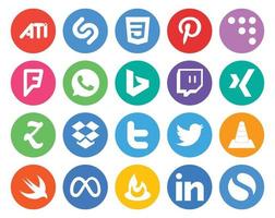 20 pacotes de ícones de mídia social, incluindo swift media twitch vlc twitter vetor