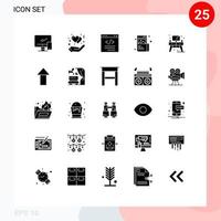 conjunto de 25 sinais de símbolos de ícones de interface do usuário modernos para elementos de design de vetores editáveis de arte gráfica de coração criativo html