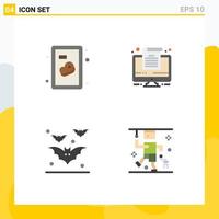4 ícones criativos, sinais modernos e símbolos de elementos de design de vetores editáveis de morcego de computador noturno de carne bovina