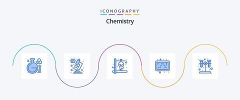 pacote de ícones de química azul 5, incluindo teste. estudar. fogo. Fórmula. química vetor