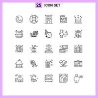 conjunto de 25 sinais de símbolos de ícones de interface do usuário modernos para direção lápis casa educação móvel elementos de design de vetores editáveis