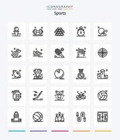 pacote de ícones de contorno de 25 esportes criativos, como um quarto. ver. academia. Toque. esporte