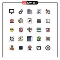 pacote de ícones vetoriais de estoque de 25 sinais e símbolos de linha para dinheiro, trabalho, justiça, negócios, elementos de design de vetores editáveis