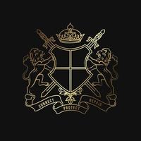 modelo de logotipo de luxo. logotipo da crista templated.heraldic elegante escudo logotipo dourado vetor