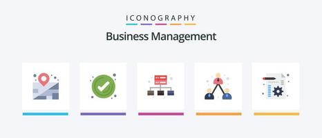 pacote de ícones plana 5 de gerenciamento de negócios, incluindo configuração. gestão. gestão. o negócio. gestão. design de ícones criativos vetor