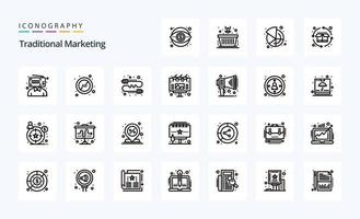 25 pacotes de ícones de linha de marketing tradicional vetor
