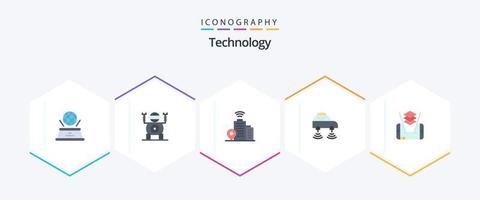 pacote de ícones planos de tecnologia 25, incluindo tecnologia. Móvel. Wi-fi. Wi-fi. rede vetor