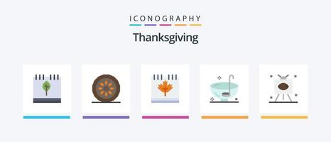 pacote de ícones plana 5 de ação de graças, incluindo férias. jantar. cozinha. folha. Canadá. design de ícones criativos vetor