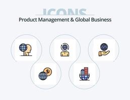 gerenciamento de produtos e linha de negócios global cheia de ícones do pacote 5 design de ícones. marketing. finança. providência. comercialização global. moderno vetor