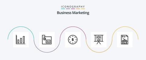 pacote de ícones de linha 5 de marketing de negócios, incluindo . marketing. o negócio. iene vetor