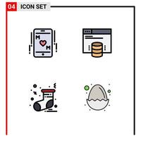 4 ícones criativos sinais e símbolos modernos de meia de telefone mãe servidor bebê elementos de design de vetores editáveis