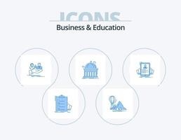 design de ícones do pacote de 5 ícones azuis de negócios e educação. Educação. biblioteca. acampamento. mão. família vetor