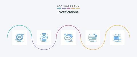pacote de ícones azul 5 de notificações, incluindo mensagem. discurso. bate-papo. SMS. bate-papo vetor