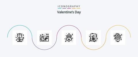 Dia dos Namorados linha 5 pacote de ícones incluindo romance. Ame. coração. coração. amar vetor