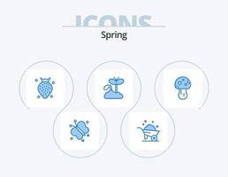design de ícones do pacote de 5 ícones azuis da primavera. natureza. plantar. morango. maturidade. crescimento vetor