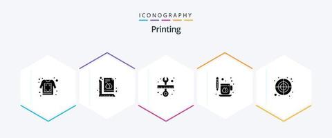 impressão do pacote de ícones de 25 glifos, incluindo impressão. beber. documento. copo. escala vetor