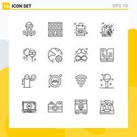 pacote de esboço de 16 símbolos universais de bolsa de balão holi compras elementos de design de vetores digitais editáveis