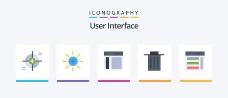 interface do usuário flat 5 icon pack incluindo usuário. interface. do utilizador. excluir. Barra Lateral. design de ícones criativos vetor