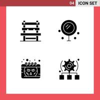 pacote de ícones vetoriais de estoque de 4 sinais e símbolos de linha para data de cadeira esperando amor sorridente elementos de design de vetores editáveis