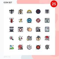 pacote de linha vetorial editável de 25 cores planas de linha preenchida simples de escala de jogo de transporte de estacionamento medida elementos de design vetorial editável vetor
