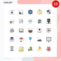 grupo de 25 sinais e símbolos de cores planas para interface de construção de ferramentas, doação de dinheiro, elementos de design de vetores editáveis