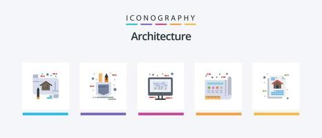 pacote de ícones de 5 planos de arquitetura, incluindo papel. documento. retrato falado. azul. piso. design de ícones criativos vetor