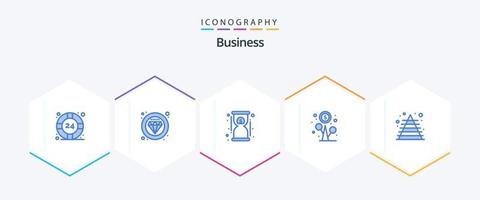 pacote de ícones azul de negócios 25, incluindo finanças. dinheiro. prazo final. crescimento. lucro vetor