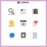 pacote de ícones de vetores de estoque de 9 sinais e símbolos de linha para porta de dinheiro mac compras médicas elementos de design de vetores editáveis