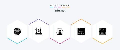 pacote de ícones de 25 glifos de internet, incluindo internet. ui. comunicações. interface. torre vetor